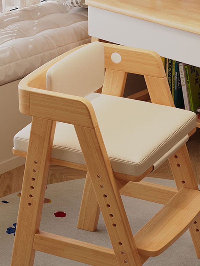 Height-Adjustable Solid Wood Ergonomic Study Chair with Footrest - US Writing Desk