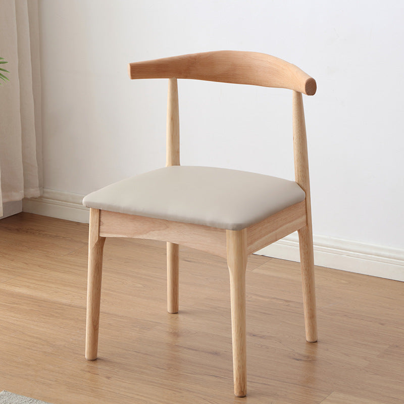 Kade — Dining Chair with PU Leather Cushion & Solid Rubberwood Legs (Grey)