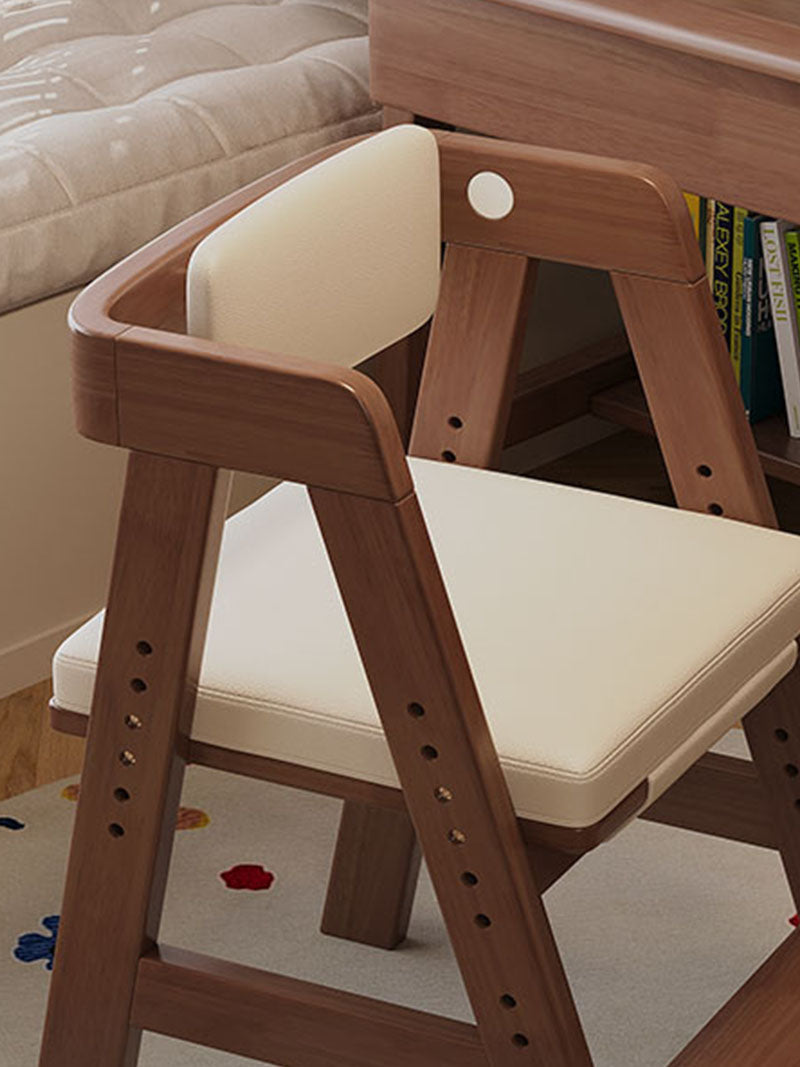 Height-Adjustable Solid Wood Ergonomic Study Chair with Footrest - US Writing Desk