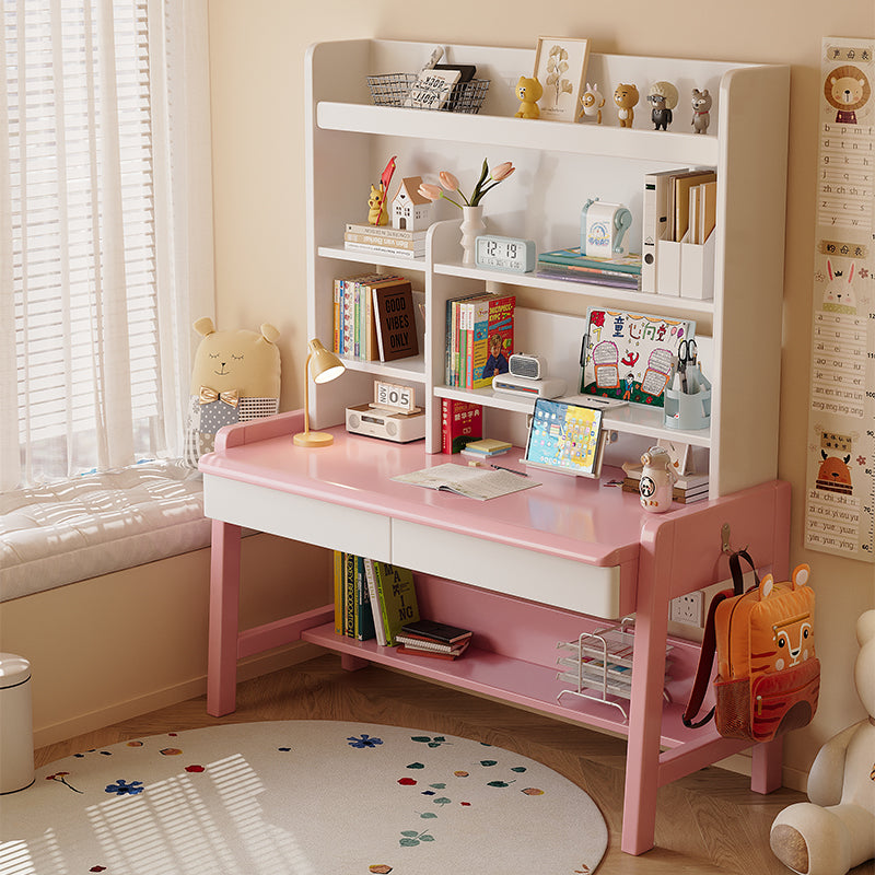 Miles — Writing Desk with Bookshelf & Multi-Zone Storage (Solid Rubberwood)