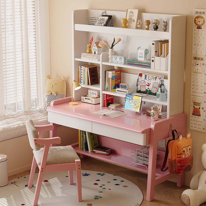 Miles — Writing Desk with Bookshelf & Multi-Zone Storage (Solid Rubberwood)