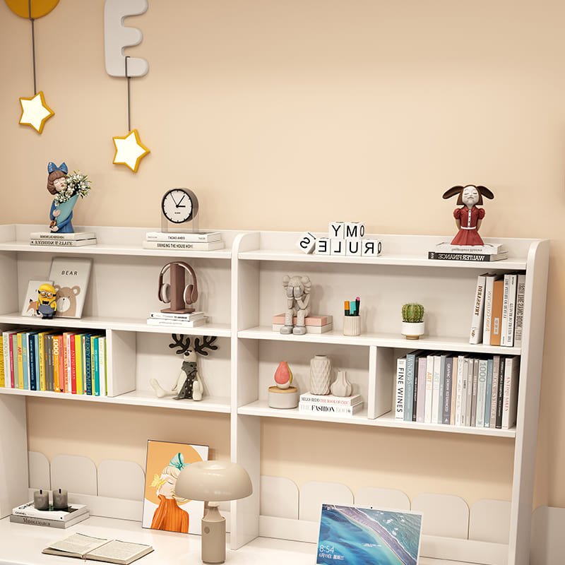 Pierce — Solid Wood Writing Desk with Shelves & Drawers (White Rubberwood)
