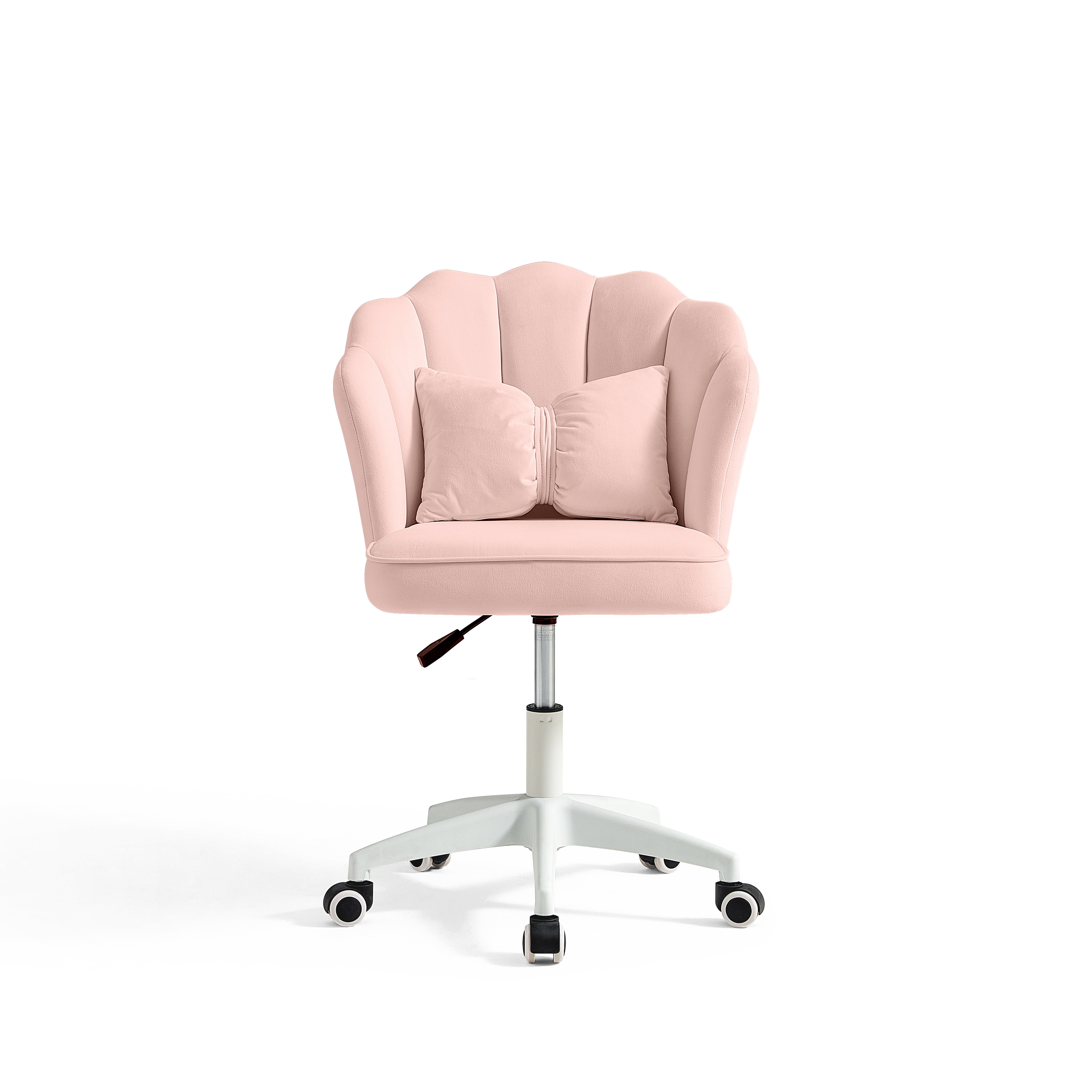 Pink Velvet Adjustable Height Swivel Office Chair with Wheels - US Writing Desk