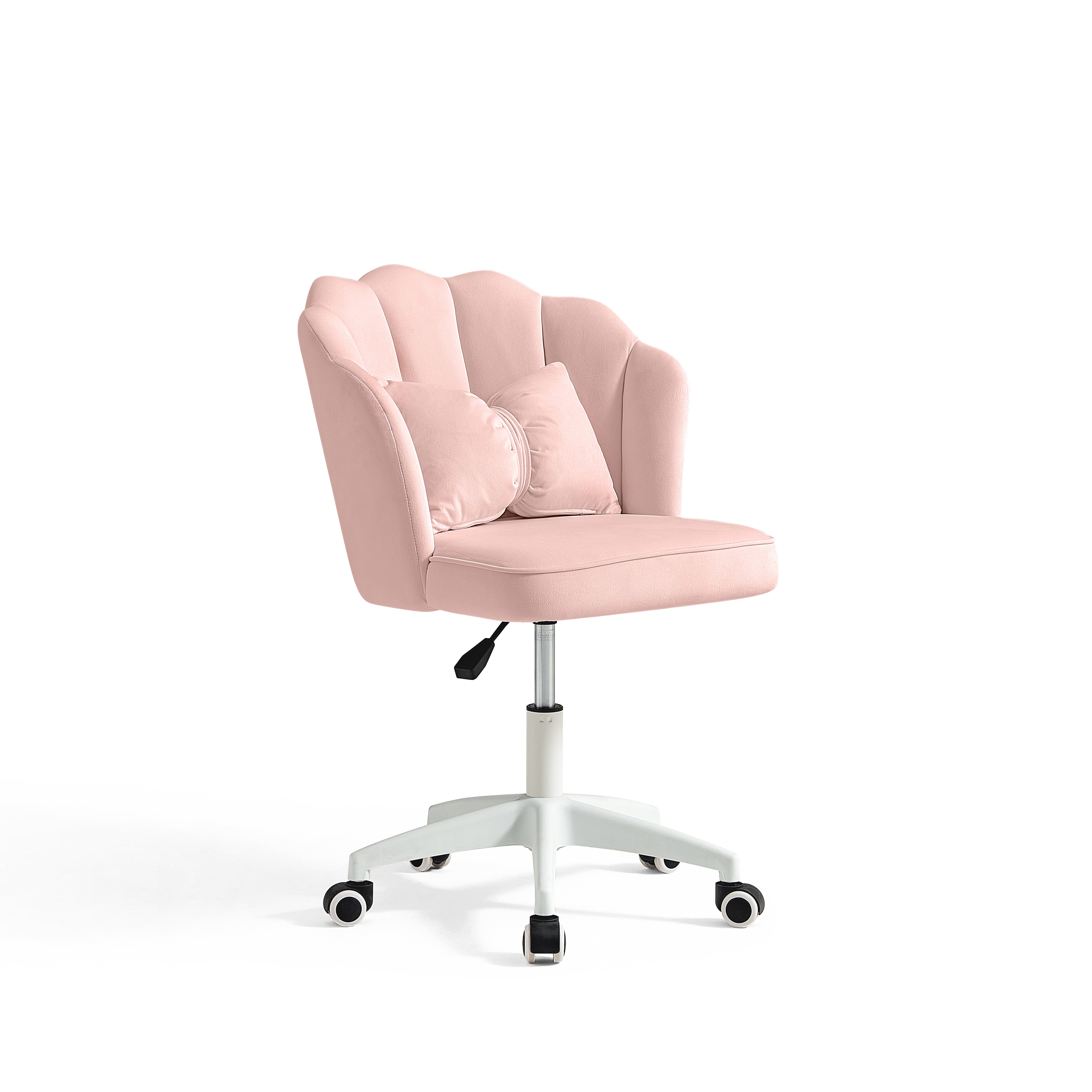 Pink Velvet Adjustable Height Swivel Office Chair with Wheels - US Writing Desk