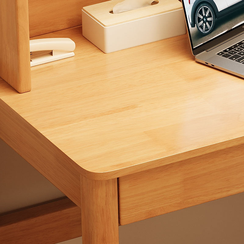 Dean — Solid Wood Study Desk with LED Light, Bookshelf & Drawers (Rubberwood, 120cm)