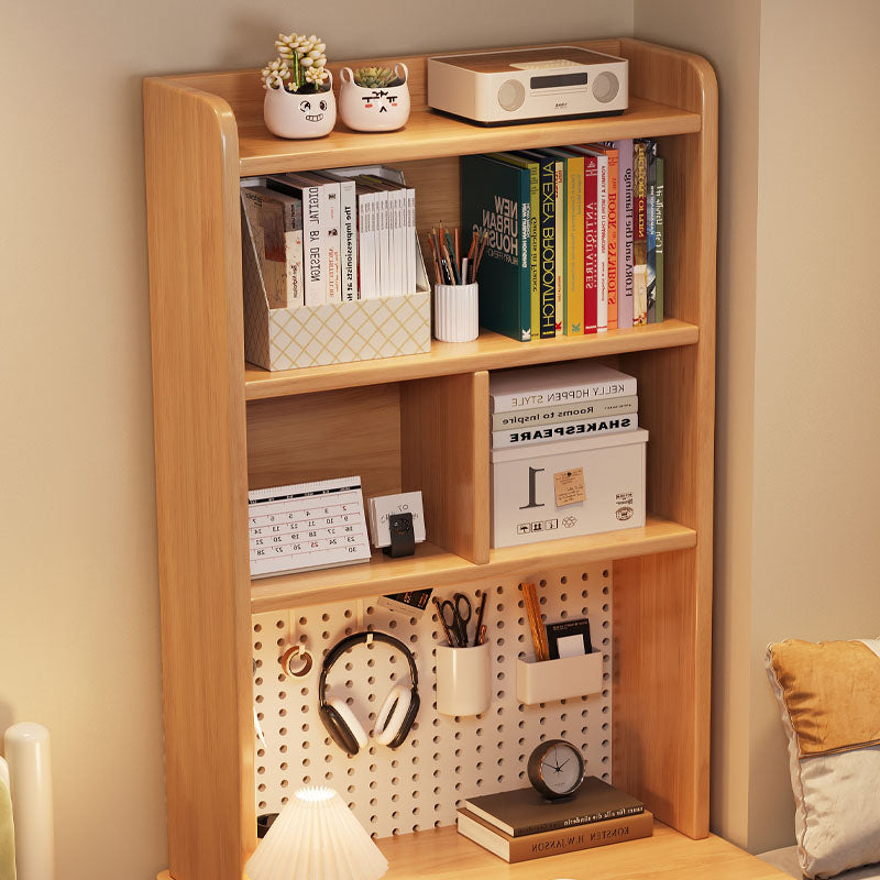 Bryce — Solid Wood Study Desk with Shelf, Drawers & Bookcase (Rubberwood)
