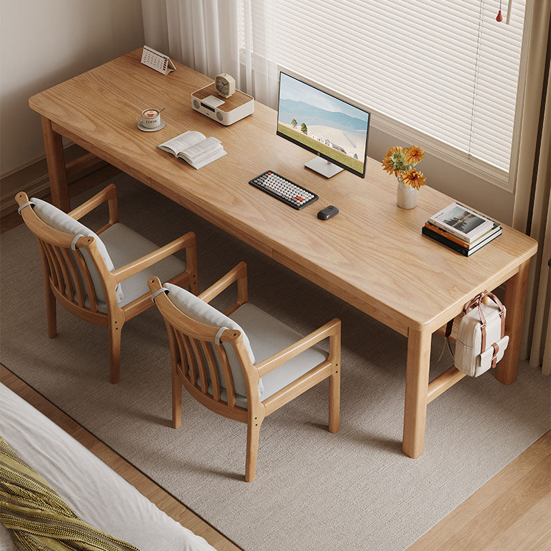 Natural Solid Wood Writing Desk with Drawers – Classic Study Desk 63”/71” - US Writing Desk