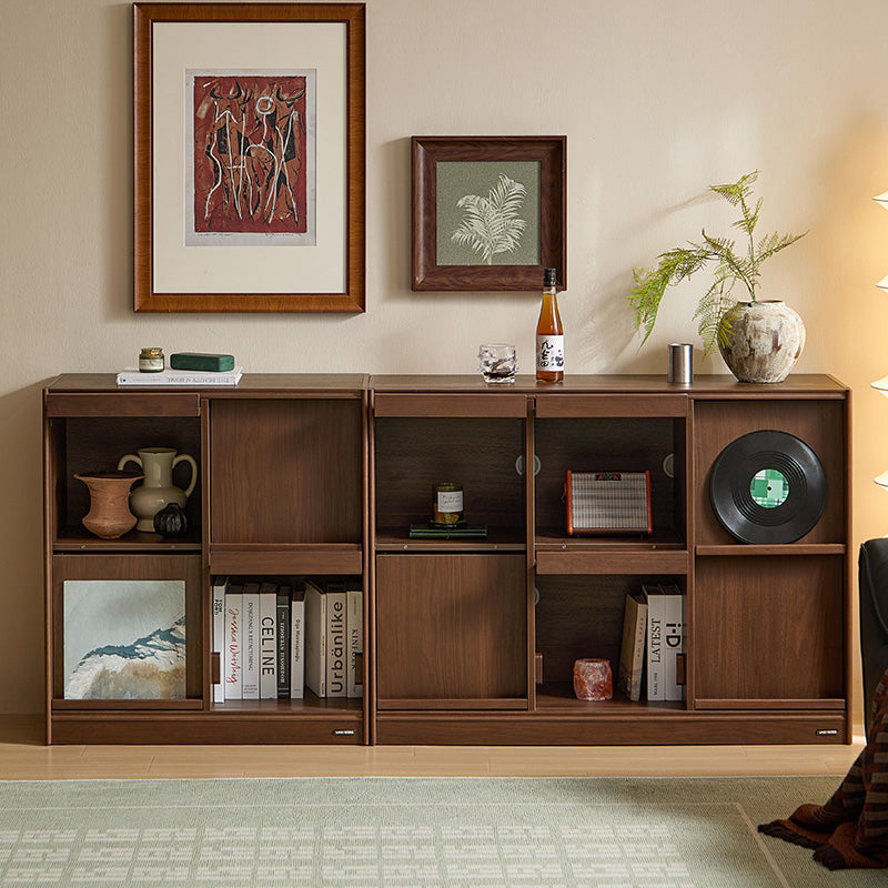 Theo — Flip-Door Modular Storage Cabinet with Shelves (Walnut / Engineered Wood)
