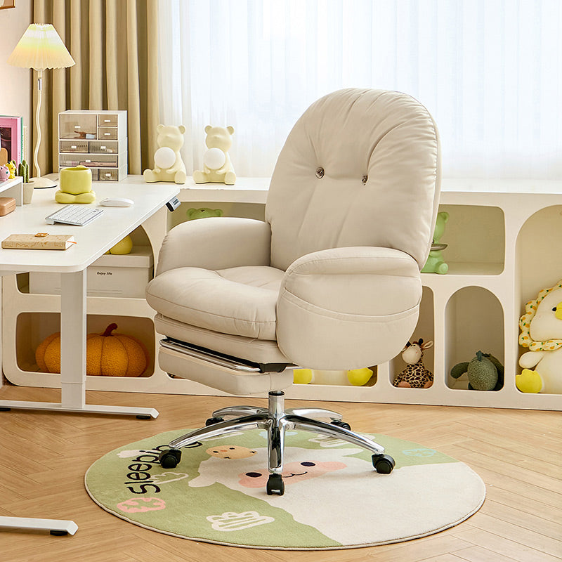 Adjustable Height Office Chair with Retractable Footrest and Storage Pocket - US Writing Desk