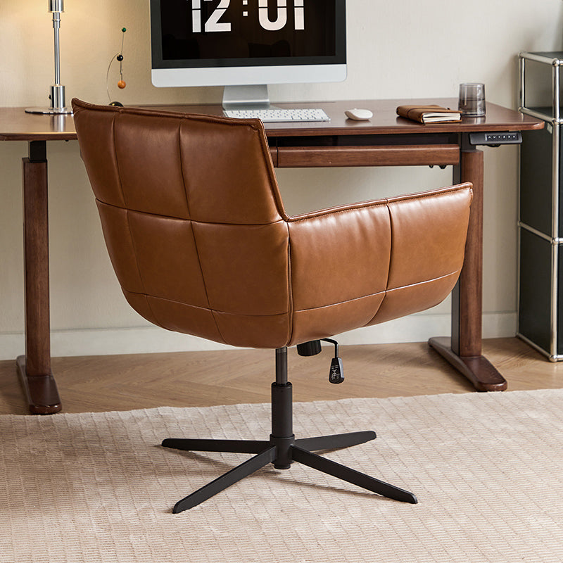 Avery — Ergonomic Office Chair with 360° Swivel & Adjustable Height (Brown PU Leather)