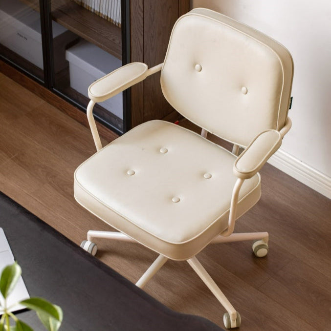 Adjustable Height Computer Chair with Eco Synthetic Leather Cushion and Casters - US Writing Desk