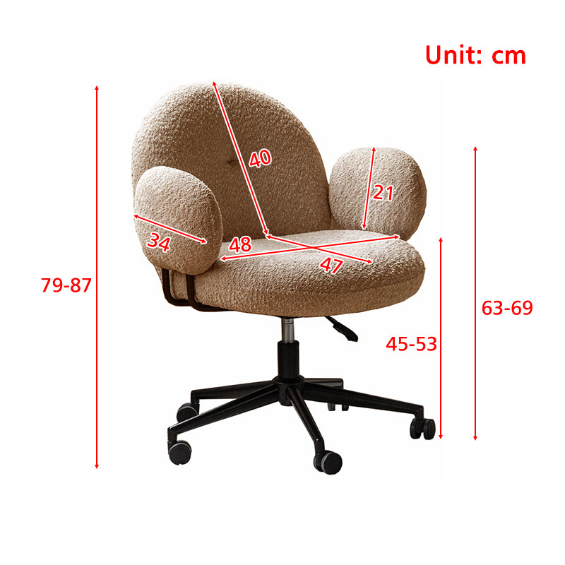 Faux Shearling Adjustable Height Computer Chair with Iron Base - US Writing Desk