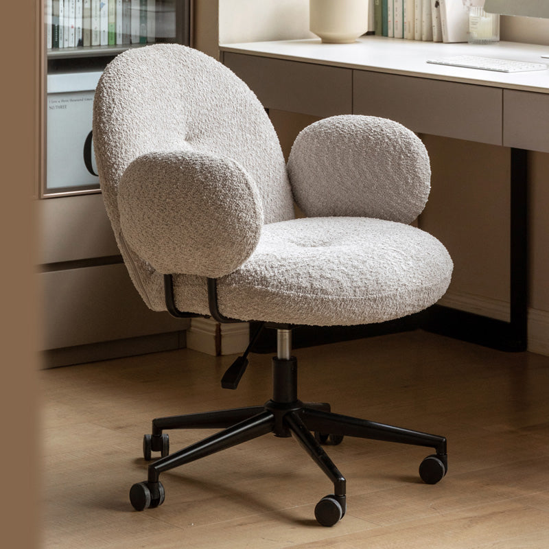 Faux Shearling Adjustable Height Computer Chair with Iron Base - US Writing Desk