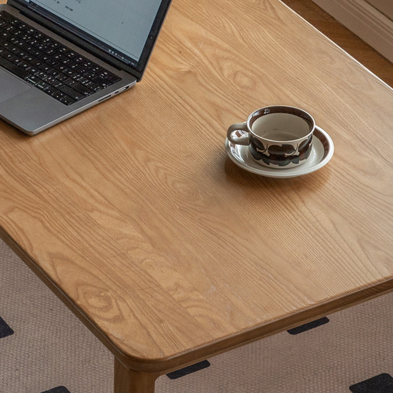 Caleb — Solid Ash Wood Writing Desk with Movable Side Cabinet (Natural / Walnut)