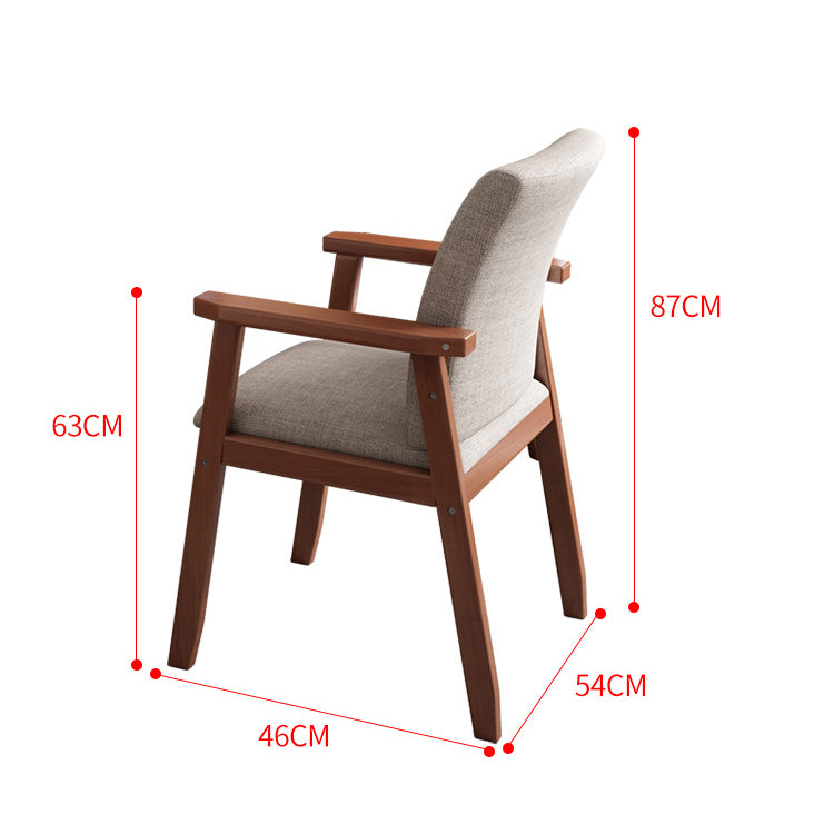 Pier Solid Wood Dining Chair with Cotton & Linen Upholstery - White - US Writing Desk