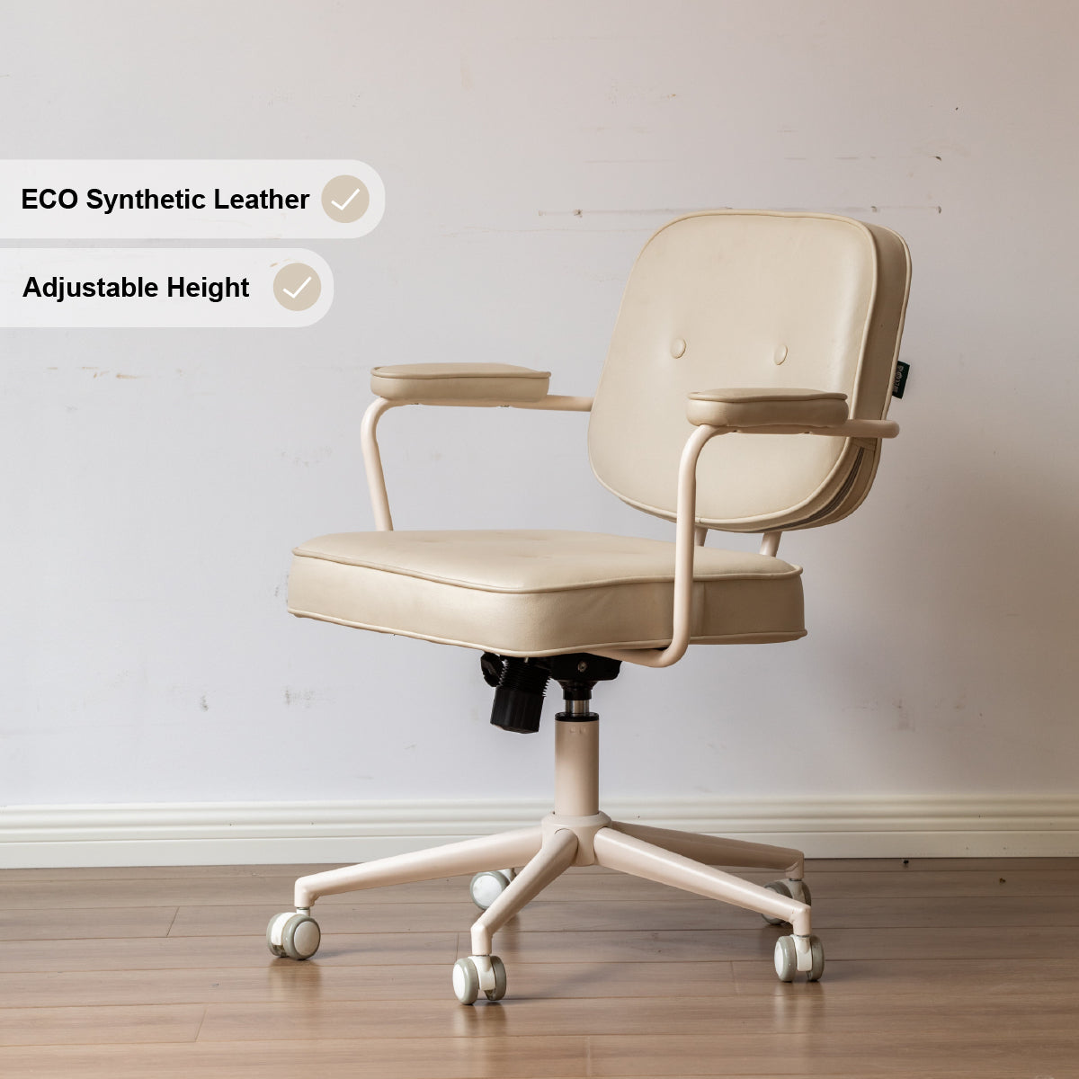 Adjustable Height Computer Chair with Eco Synthetic Leather Cushion and Casters - US Writing Desk