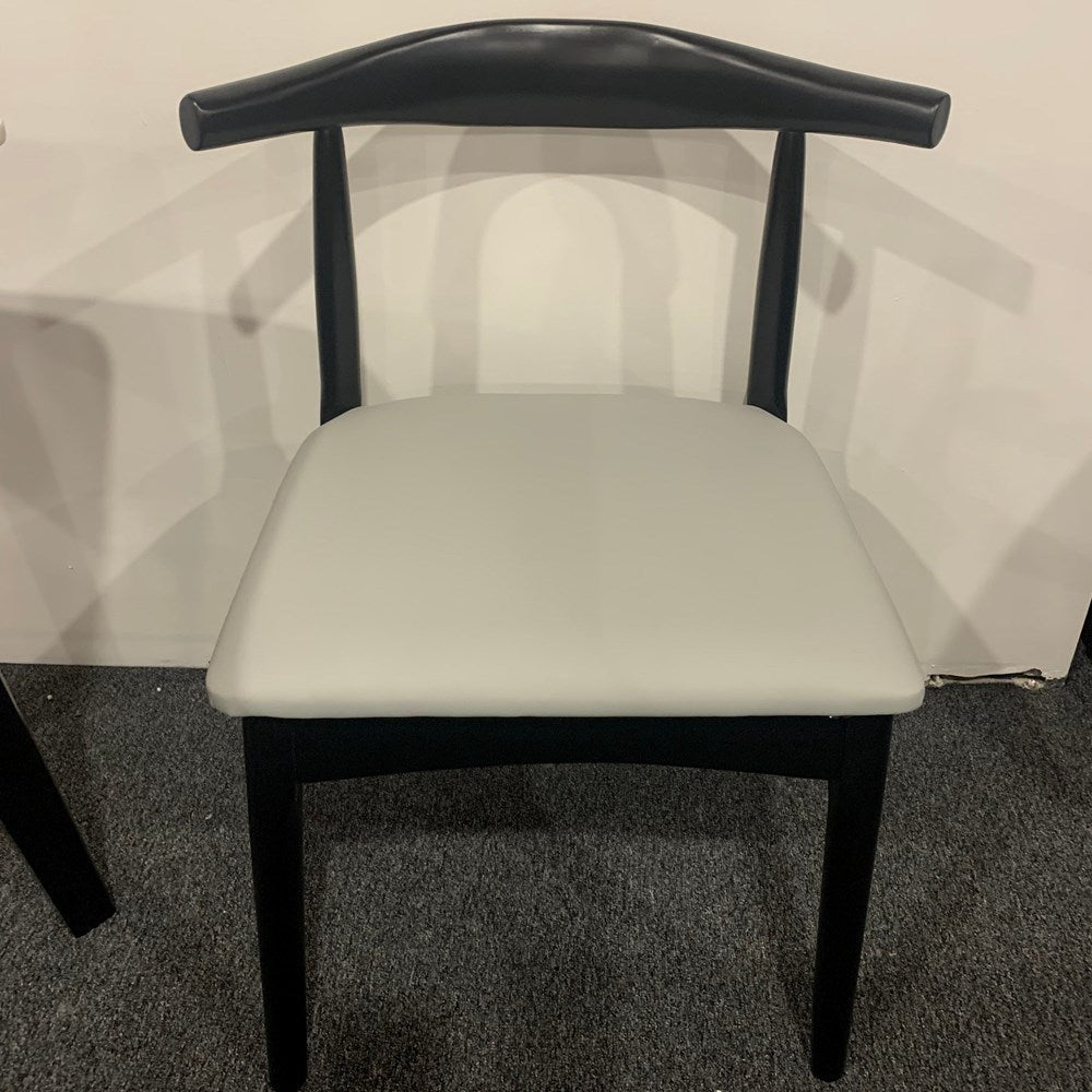 Solid Wood Dining Chair with PU Leather Cushion - Grey Seat - US Writing Desk