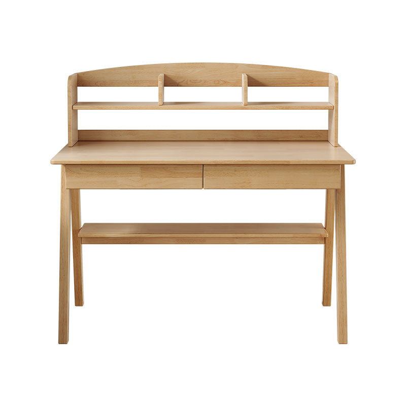 Solid Wood Writing Desk with Shelf - Natural - US Writing Desk