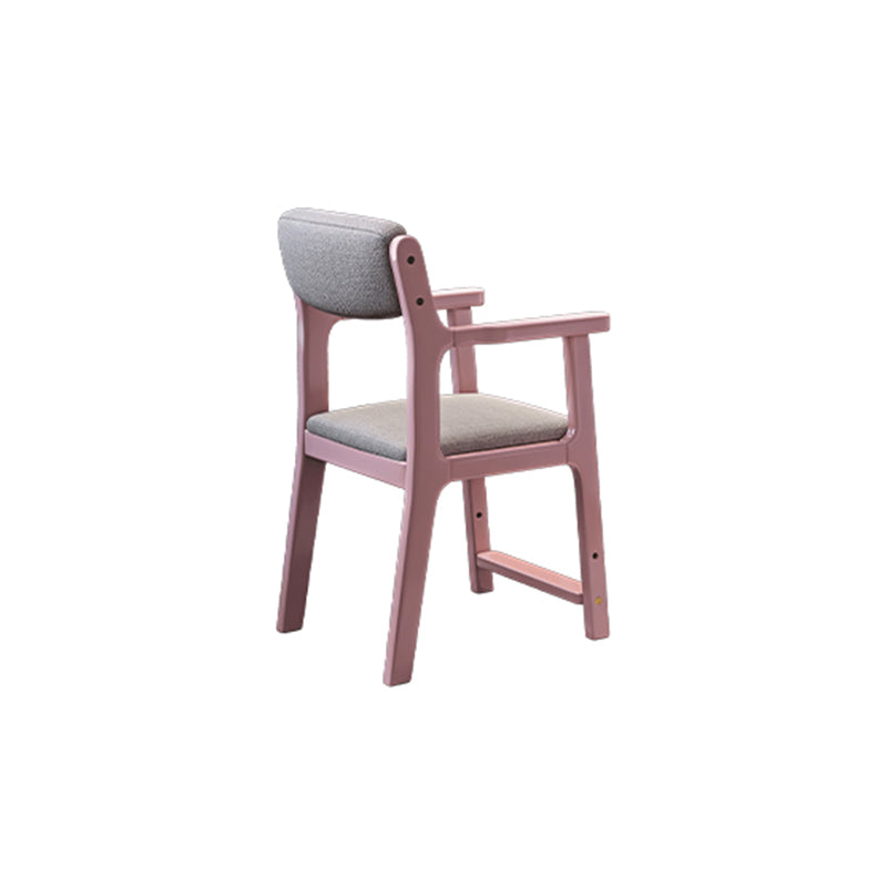 Pink Solid Wood Study Chair with Fabric Cushion - US Writing Desk