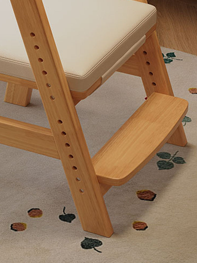 Height-Adjustable Solid Wood Ergonomic Study Chair with Footrest - US Writing Desk