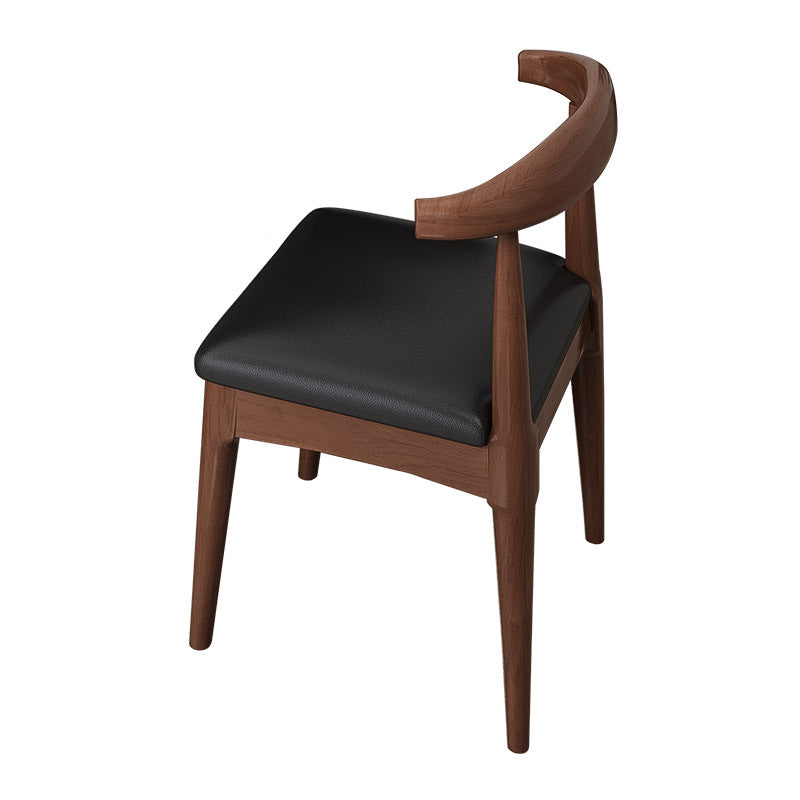 Walnut-Finish Solid Wood Dining Chair with Black PU Cushion - US Writing Desk