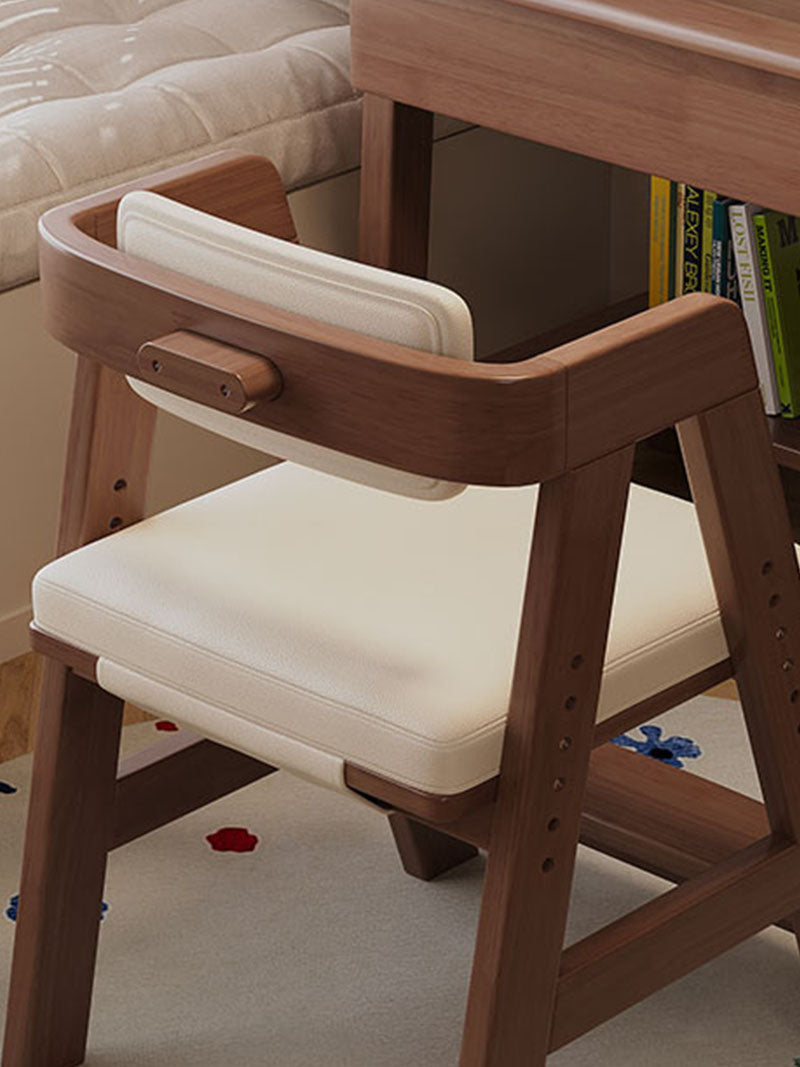 Height-Adjustable Solid Wood Ergonomic Study Chair with Footrest - US Writing Desk