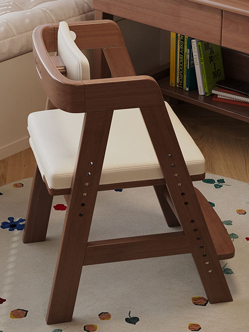 Height-Adjustable Solid Wood Ergonomic Study Chair with Footrest - US Writing Desk