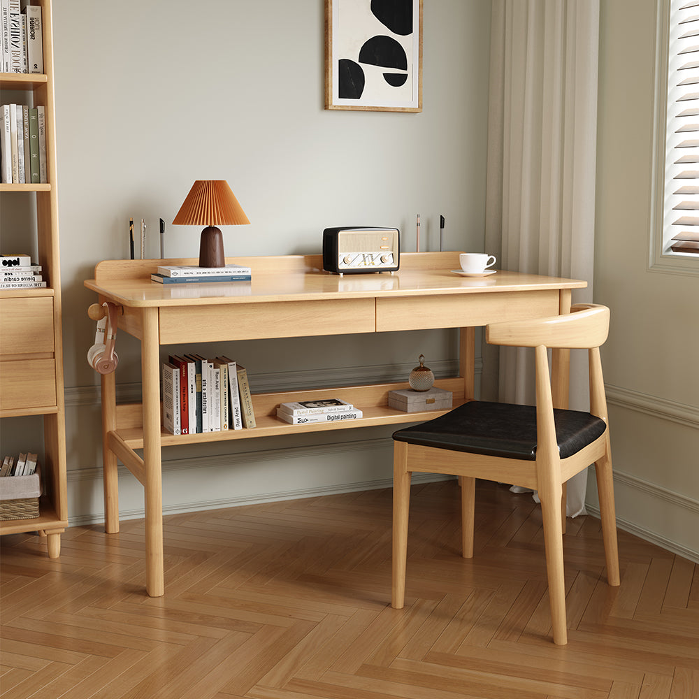 Classic Solid Wood Writing Desk with Two Drawers - US Writing Desk