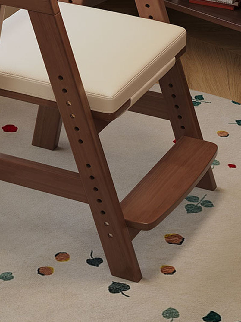 Height-Adjustable Solid Wood Ergonomic Study Chair with Footrest - US Writing Desk