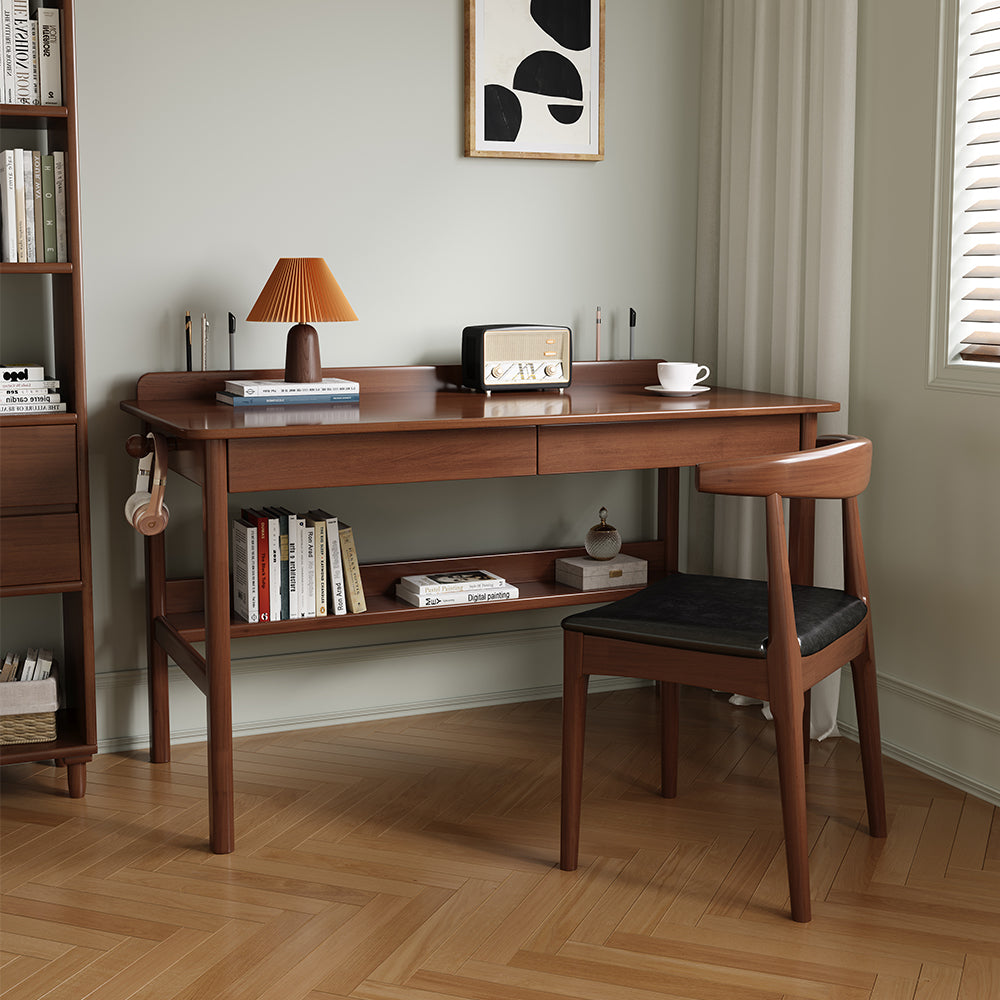 Classic Solid Wood Writing Desk with Two Drawers - US Writing Desk