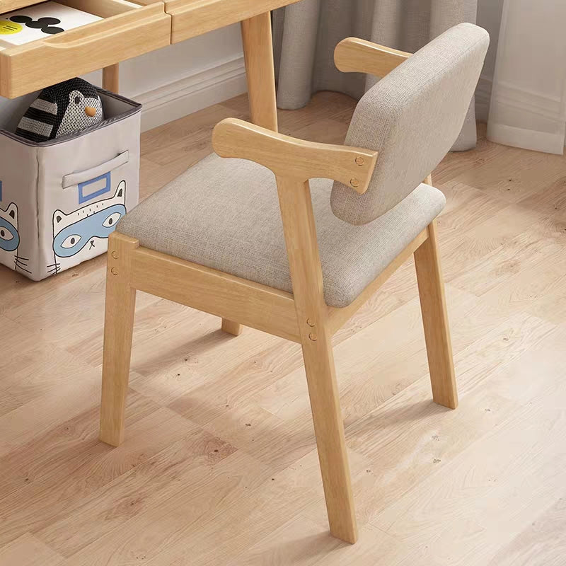 Solid Timber Z Shape Chair/Study Chair/Pinewood/Cotton and Linen - US Writing Desk