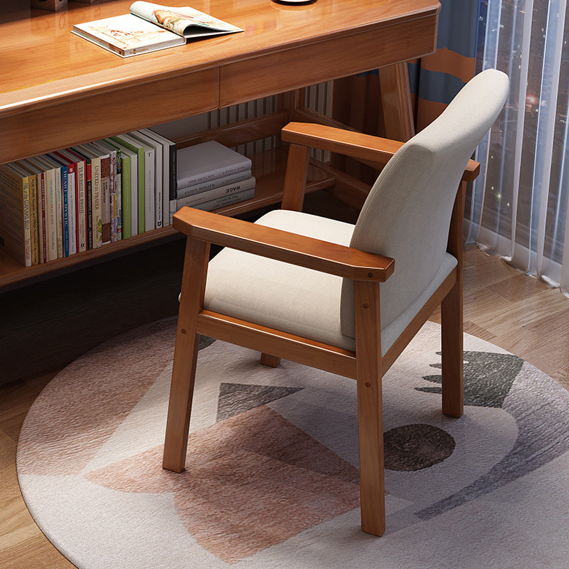Beck — Solid Wood Dining Chair with Upholstered Seat (Walnut / Cotton & Linen)