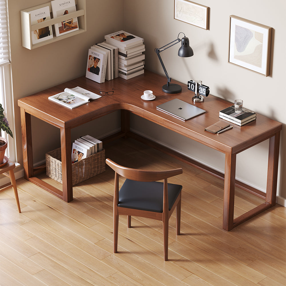 Minimalist Solid Wood Corner Writing Desk (L-Shaped) - US Writing Desk