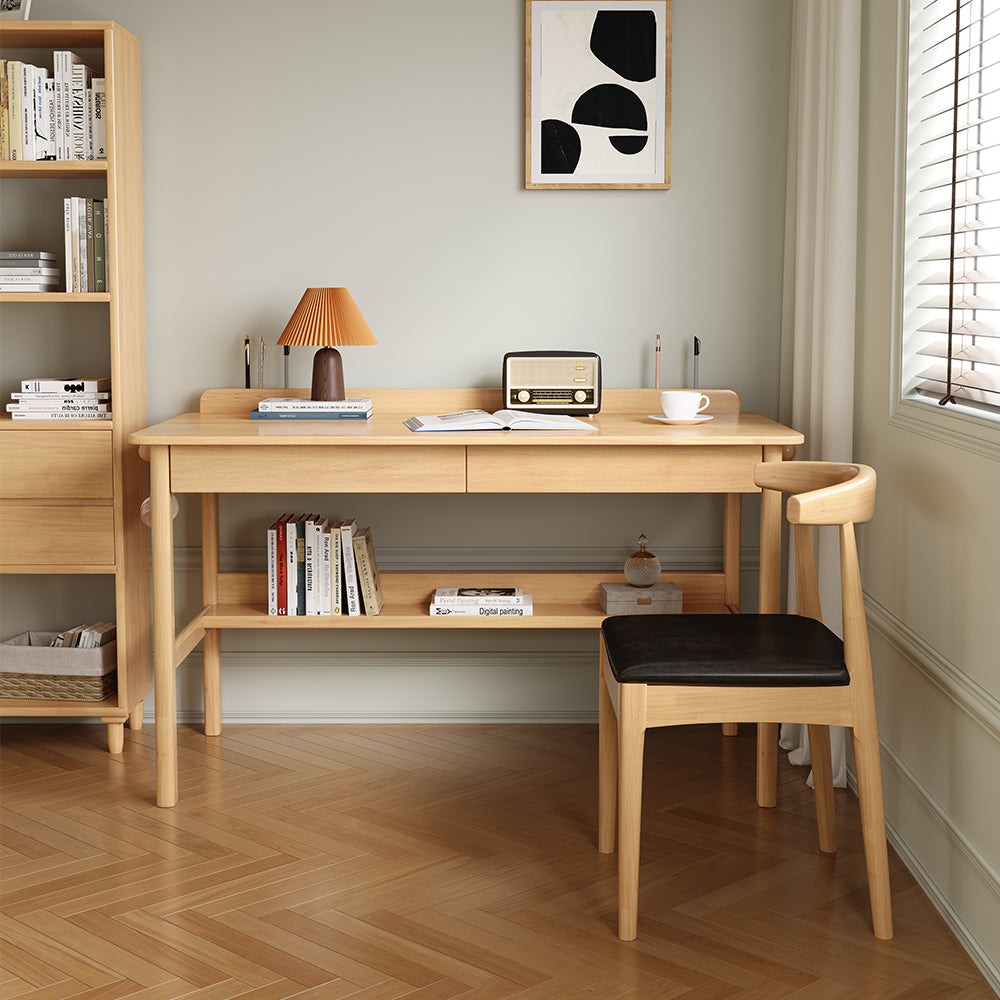 Classic Solid Wood Writing Desk with Two Drawers - US Writing Desk
