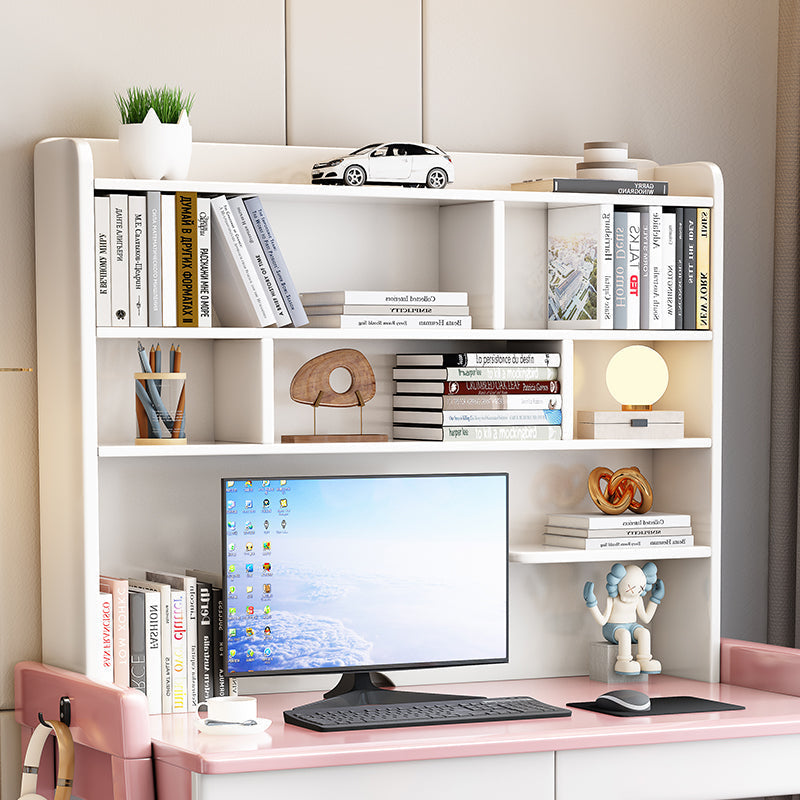 Pink  Solid Wood Writing Desk with Shelf and Drawers - Rubberwood Home Office Desk - US Writing Desk