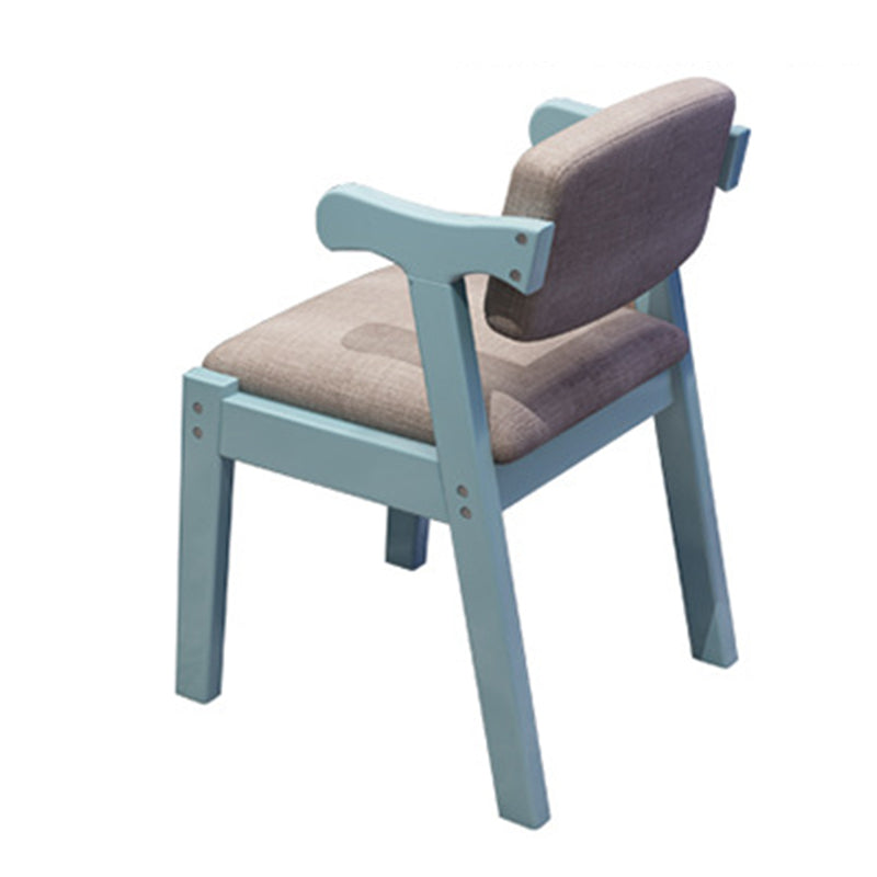 Solid Wood Z-Shape Dining Chair with Cotton & Linen Upholstery - Blue - US Writing Desk