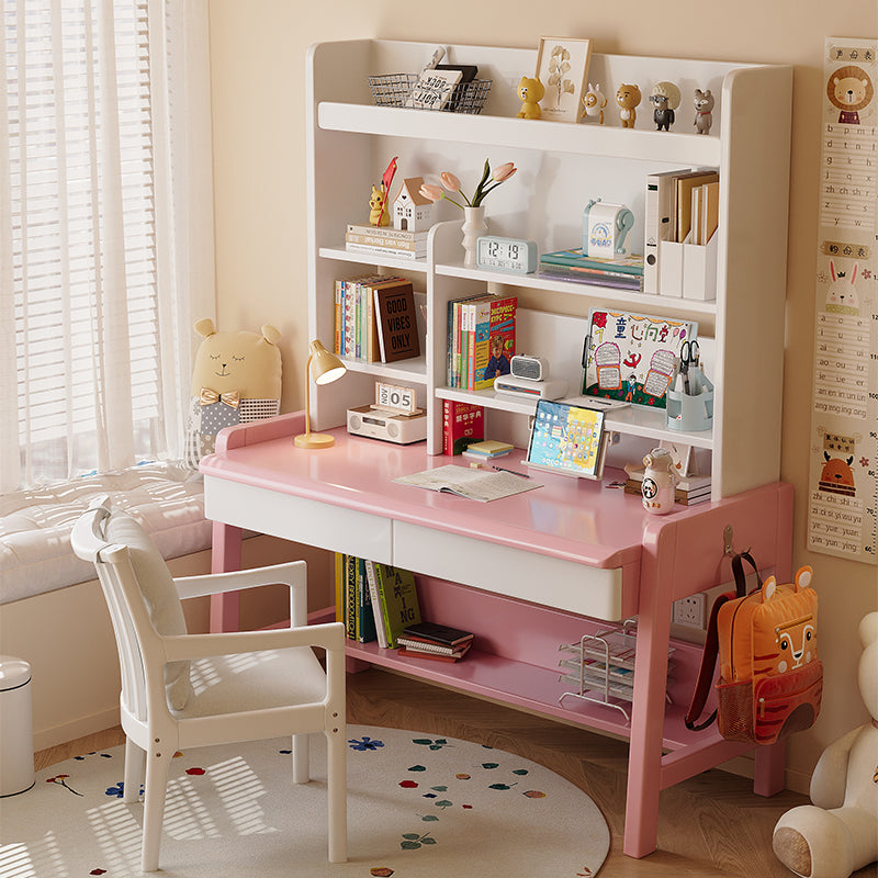 Miles — Writing Desk with Bookshelf & Multi-Zone Storage (Solid Rubberwood)