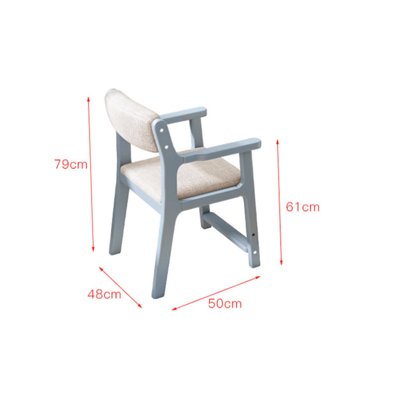 Height-Adjustable Solid Wood Study Chair with Cotton-Linen Seat - US Writing Desk