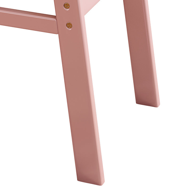 Height-Adjustable Solid Wood Z-Shape Dining/Study Chair - Pink Cotton-Linen - US Writing Desk