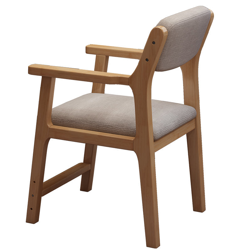 Solid Wood Armchair with Cotton-Linen Upholstery - Natural - US Writing Desk