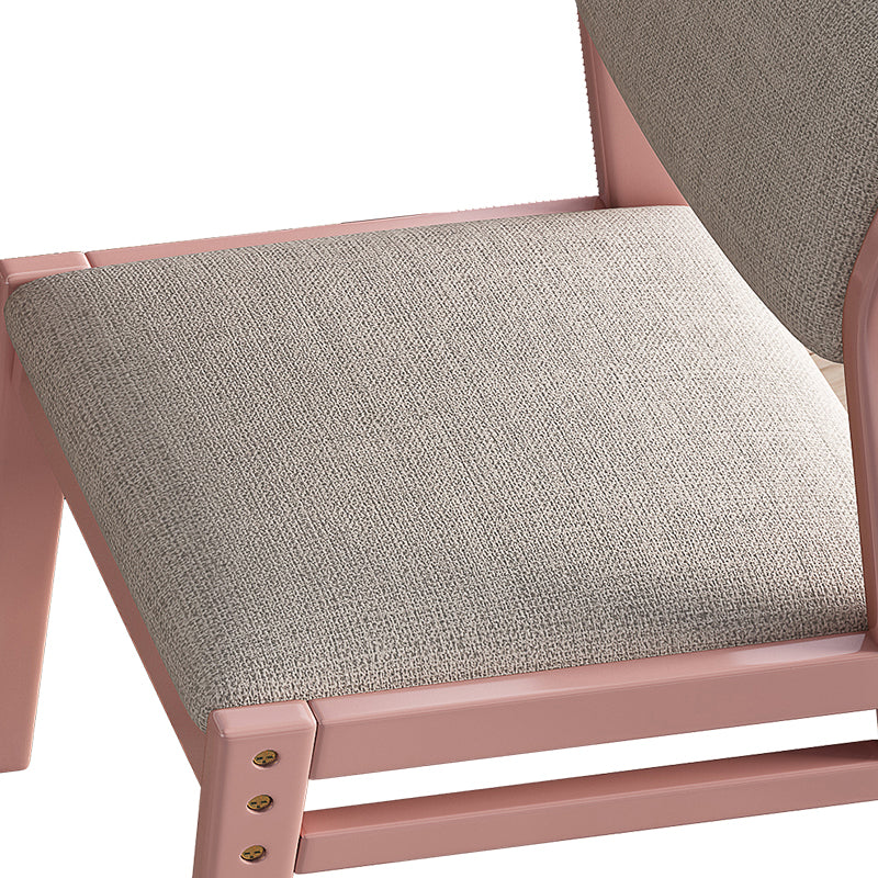 Height-Adjustable Solid Wood Z-Shape Dining/Study Chair - Pink Cotton-Linen - US Writing Desk