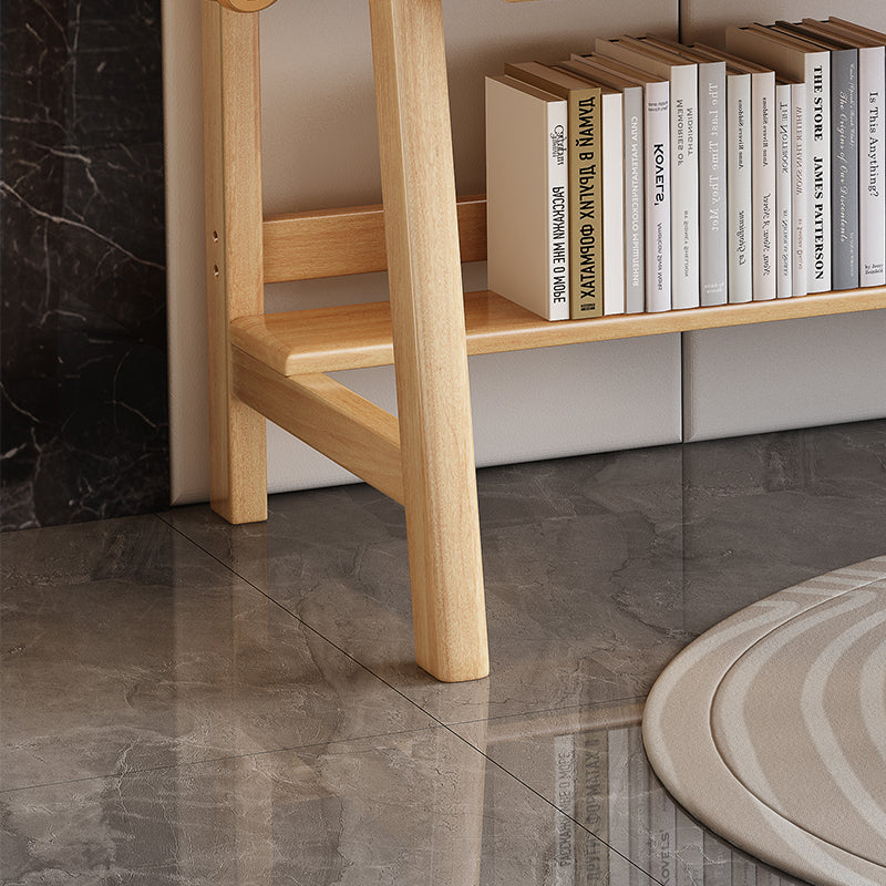 Natural  Solid Wood Writing Desk with Shelf and Drawers - Rubberwood Home Office Desk - US Writing Desk