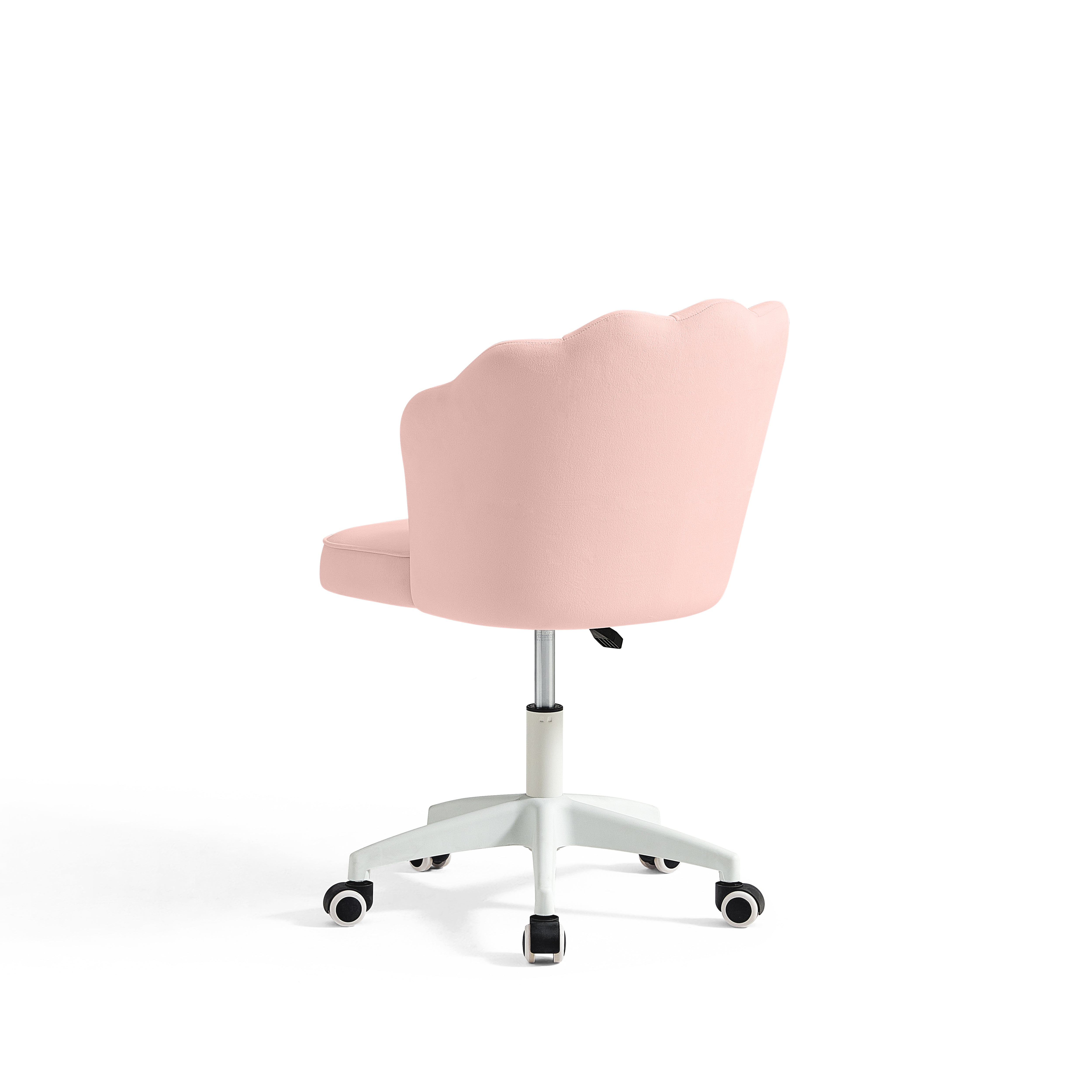 Pink Velvet Adjustable Height Swivel Office Chair with Wheels - US Writing Desk