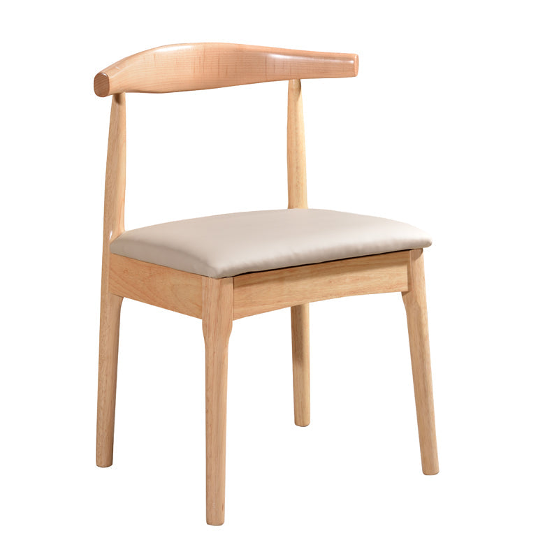 Kade — Dining Chair with PU Leather Cushion & Solid Rubberwood Legs (Grey)