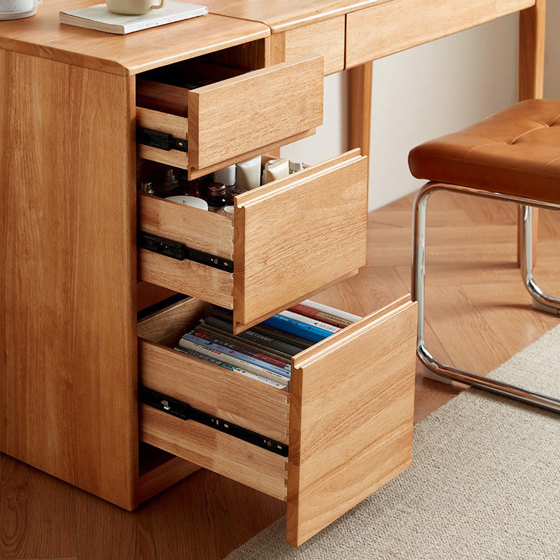 Hugo — Solid Wood Study Desk with Cabinet & Chair | Rubberwood Writing Desk (Natural)