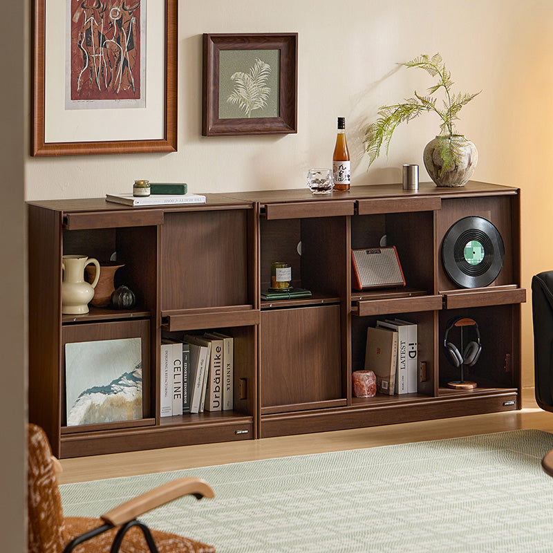 Theo — Flip-Door Modular Storage Cabinet with Shelves (Walnut / Engineered Wood)