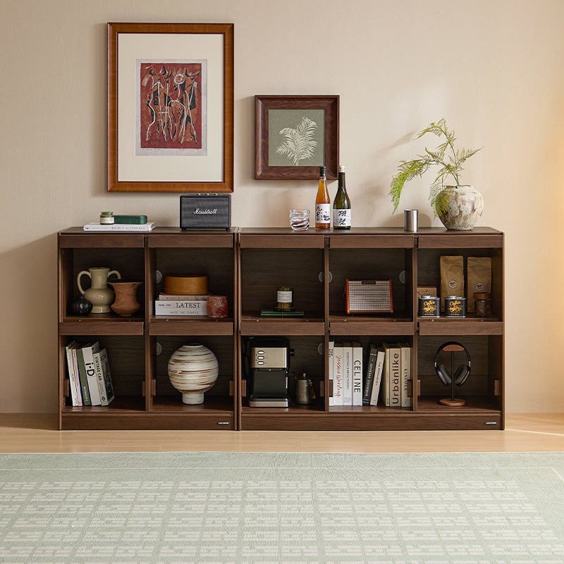 Theo — Flip-Door Modular Storage Cabinet with Shelves (Walnut / Engineered Wood)