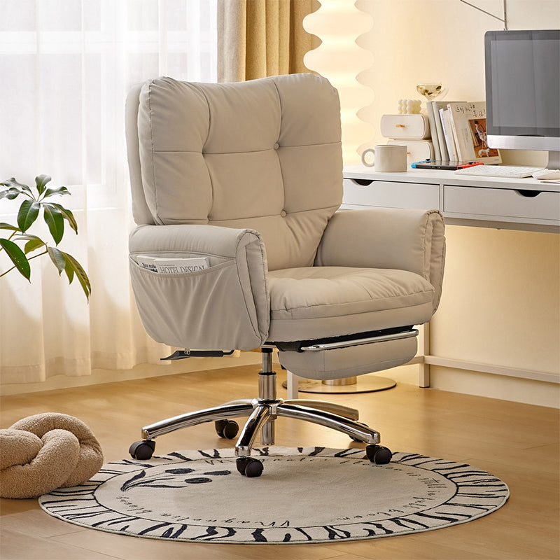 Adjustable Reclining Office Chair with Footrest and Side Pocket - US Writing Desk