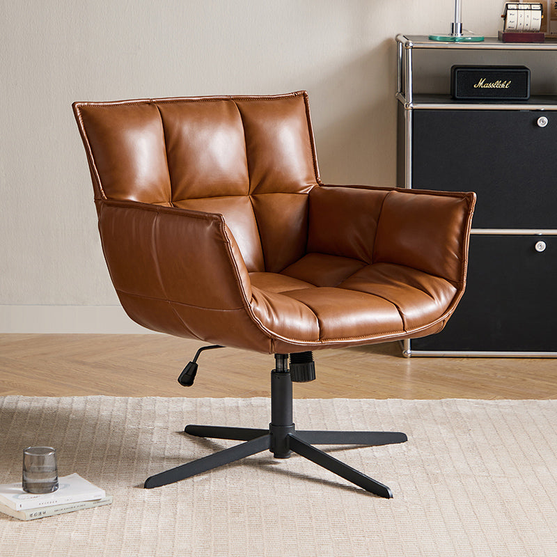 Avery — Ergonomic Office Chair with 360° Swivel & Adjustable Height (Brown PU Leather)