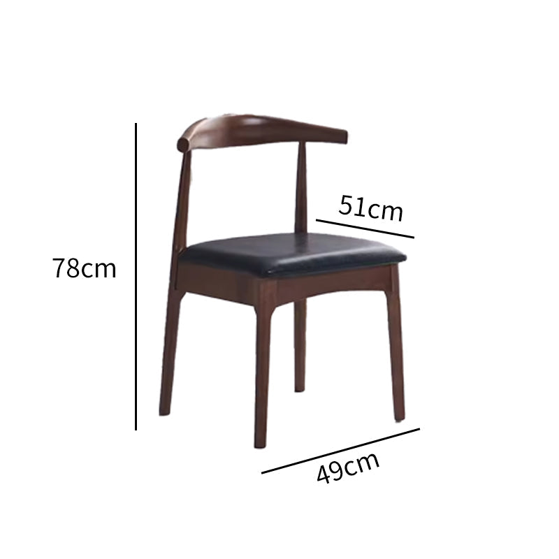 Walnut-Finish Solid Wood Dining Chair with Black PU Cushion - US Writing Desk